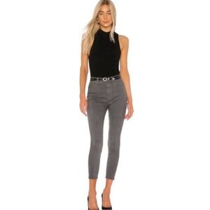 FRAME Denim Ali High RIse Cigarette Skinny Jeans in Washed Gray Plaid Size 25